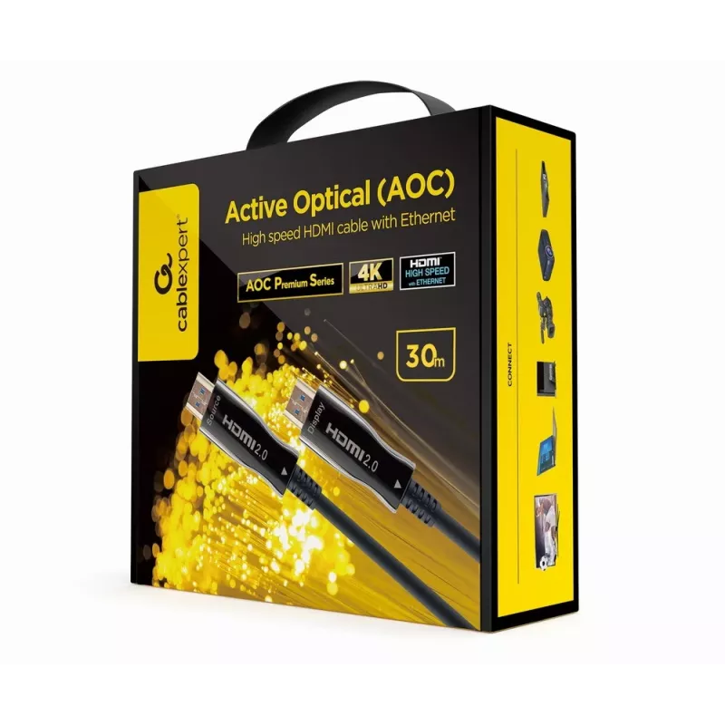 HDMI kabelis Gembird CCBP-HDMI-AOC-30M-02 30m HDMI Type A Male Melns
