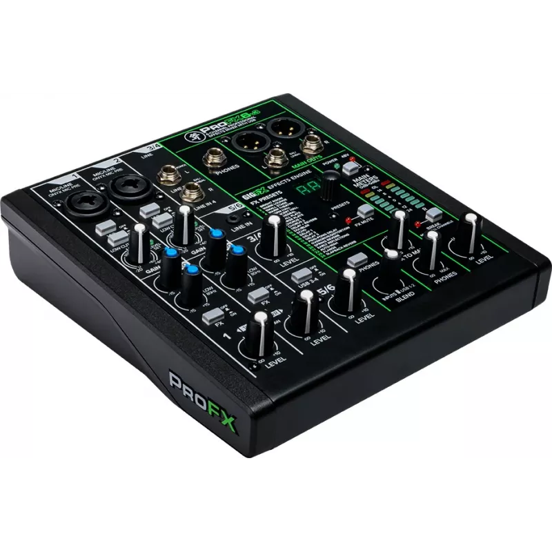 Mixer Mackie ProFX6v3 kompakts 6 kanālu analogais mikseris ar USB saskarni