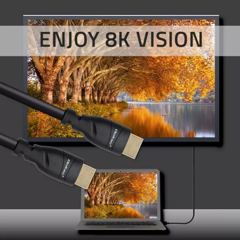 HDMI 2.1 kabelis QOLTEC 5 m — 48 Gbit/s, 8K@60Hz, 26AWG, zeltīti savienotāji