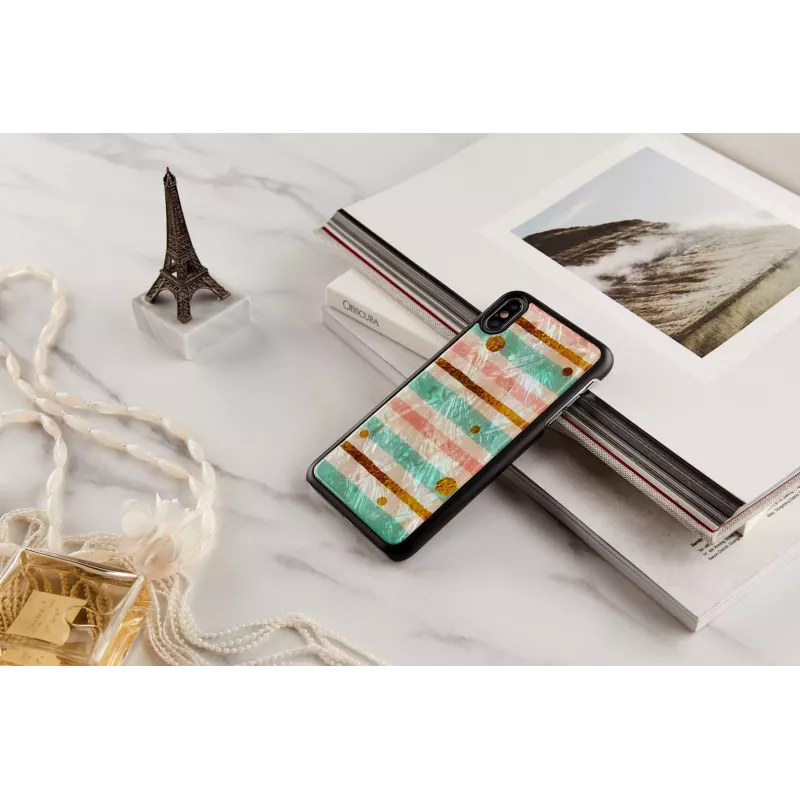 Aizsargājošs viedtālruņa maciņš iKins iPhone XS Max — Pop Mint Melns, cietais apvalks ar paaugstinātām malām