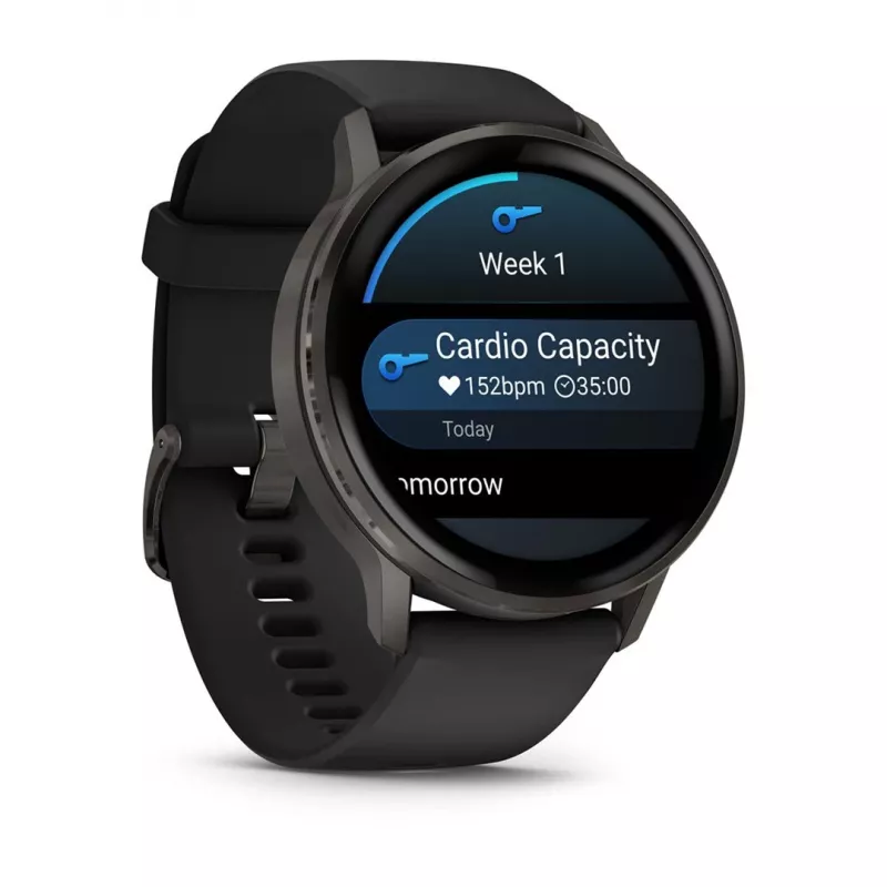 Viedpulkstenis GARMIN Venu 4 1,4 collu AMOLED GPS Melns, 45 mm korpuss, 8 GB, 12 dienu akumulators, 5 ATM