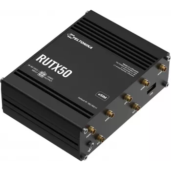 Bezvadu maršrutētājs Teltonika RUTX50 — 5G, divjoslu 2,4/5 GHz, Wi‑Fi 5 (802.11ac), Gigabit Ethernet, 5 x RJ‑45, USB, melns