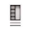 Skapis top e shop MALWA SS-90, 90×180×50 cm, antracīta rāmis, baltas veramas durvis, 2 atvilktnes, lamināts 16 mm