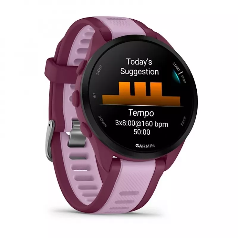 Viedpulkstenis GARMIN Forerunner 165 Music, 43 mm polimēra korpuss, 1,2 collu AMOLED 390x390, GPS/GLONASS/Galileo, 5 ATM, 11 dienu akumulators