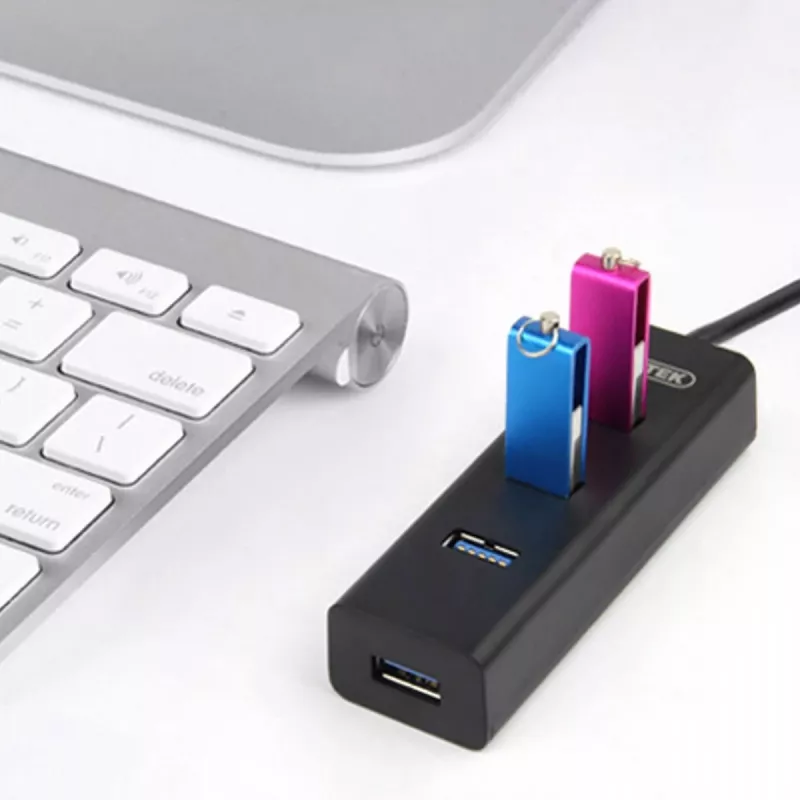 UNITEK Y-3089 interfeisa centrmezgls USB 3.2 Gen 1 (3.1 Gen 1) Type-A 5000 Mbit/s Melns