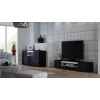 TV statīvs cama meble VIVA 180 — 1800×400×370 mm, melna virsma (skaidu plātne), melns rāmis, balti akcenti