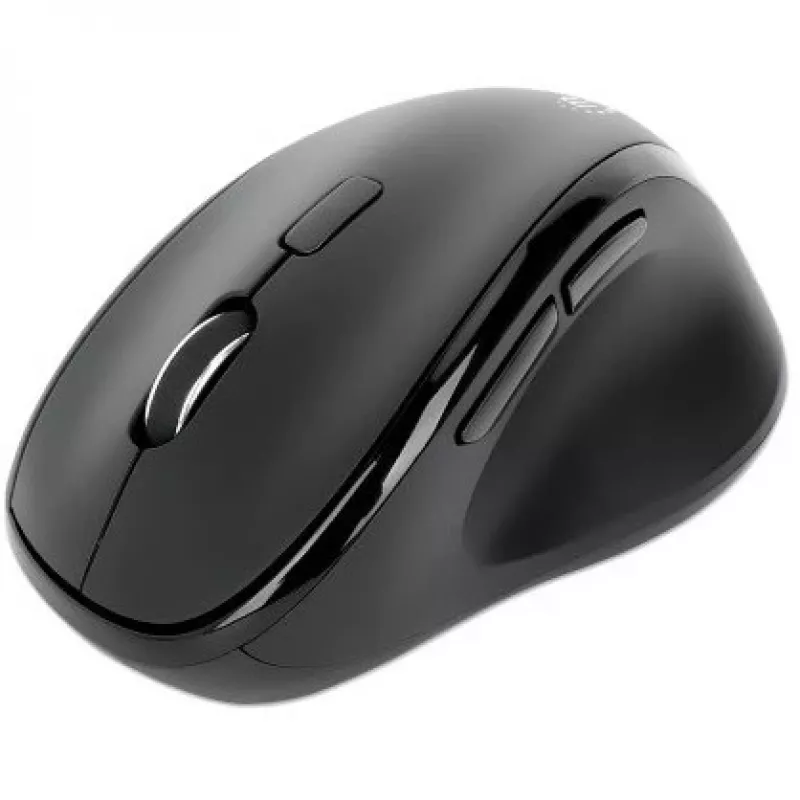 Manhattan Ergonomic Wireless pele, Right Handed, Adjustable 800/1200/1600dpi, 2.4Ghz (up to 10m), Six Button with Scroll Wheel, Combo USB=A and USB-C receiver, Melns, AA baterija (included), Three Year Warranty