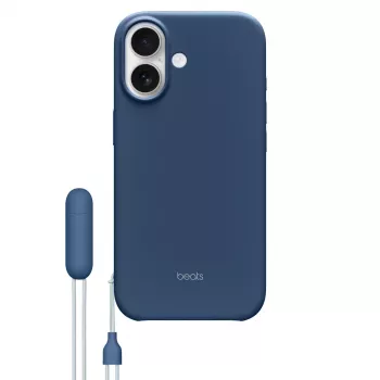 Kickstand vāciņš priekš iPhone 17 by Apple Beats — MagSafe, Camera Control, Polikarbonāts/Mikrošķiedra, Zils, piemērots 6,3 collu