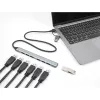 DELOCK 4 Port plāns USB Hub — USB 3.2 Gen 1 Host Type-C, 3× USB 5 Gbps Type-C + 1× USB 5 Gbps Type-A, pelēks, metāls