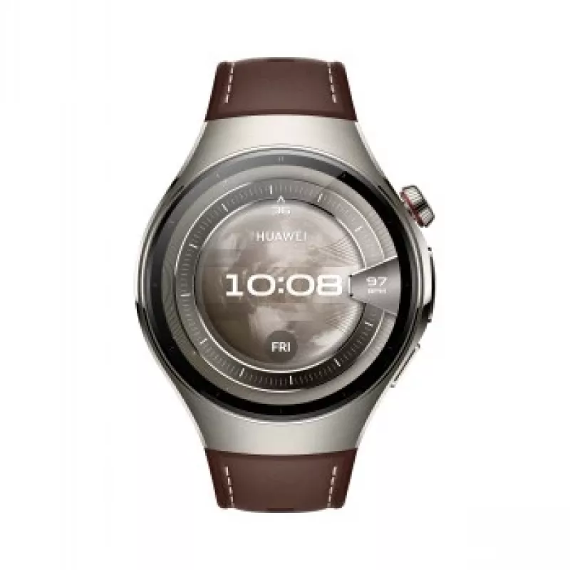 Viedpulkstenis HUAWEI WATCH 5 Classic 46 mm, 1,38 collu AMOLED 466×466, skārienekrāns, GPS, sudraba korpuss, brūna siksniņa