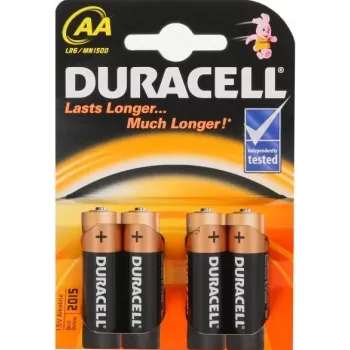 Vienreizlietojama sārma baterija Duracell AA LR6 1,5 V, iepakojumā 4 gab.