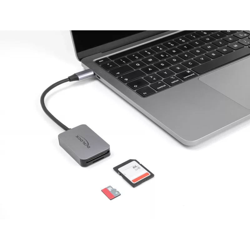 DeLOCK USB Type-C karšu lasītājs alumīnija SD Micro SD 5000 Mbit/s