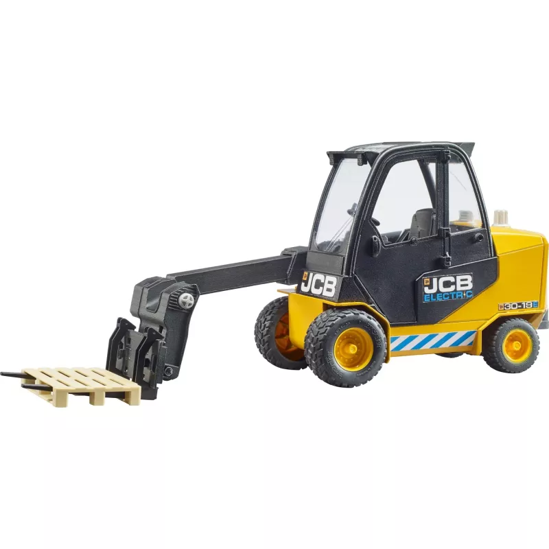 Autoiekrāvēja BRUDER JCB Teletruk rotaļlieta — ABS, ieteicamais vecums 3+, melna un dzeltena