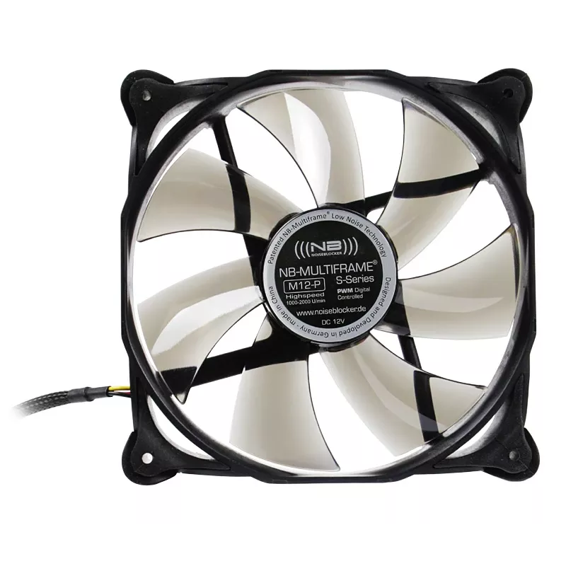 NoiseBlocker Multiframe M12-P 120 mm datora korpusa ventilators, 2000 RPM, 133 m³/h, 4,5 V, melns