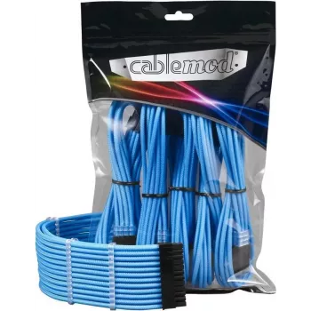 Kabeļa pagarinājuma komplekts DIGITUS Pro ModMesh 12VHPWR Light Blue — 12VHPWR GPU strāvas kabeļa pagarinājums
