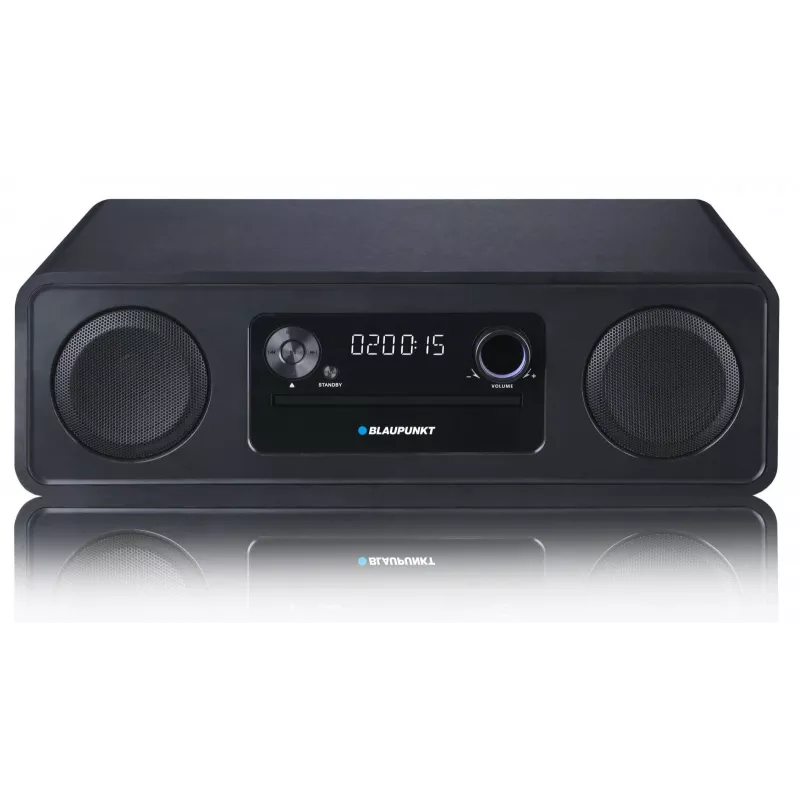 Mikro Hi-Fi sistēma BLAUPUNKT MS20BK — CD/MP3/WMA, Bluetooth 5.0, FM, USB, MicroSD, 2×20W RMS, AUX, RCA, LED displejs, 100–240V, melna