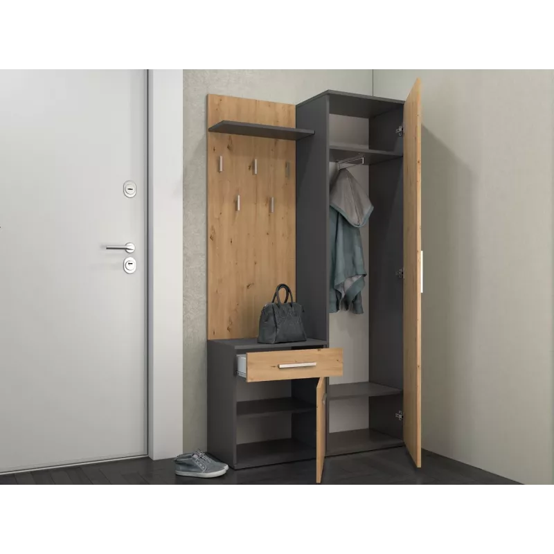 Priekšnama skapis Top e shop GARD DUO ANT/ART KPL — 2 veramas durvis, skaidu plātne, 1000×350×1800 mm