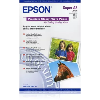 Epson Premium Glossy Photo Paper, DIN A3+, 250g/m², 20 loksnes