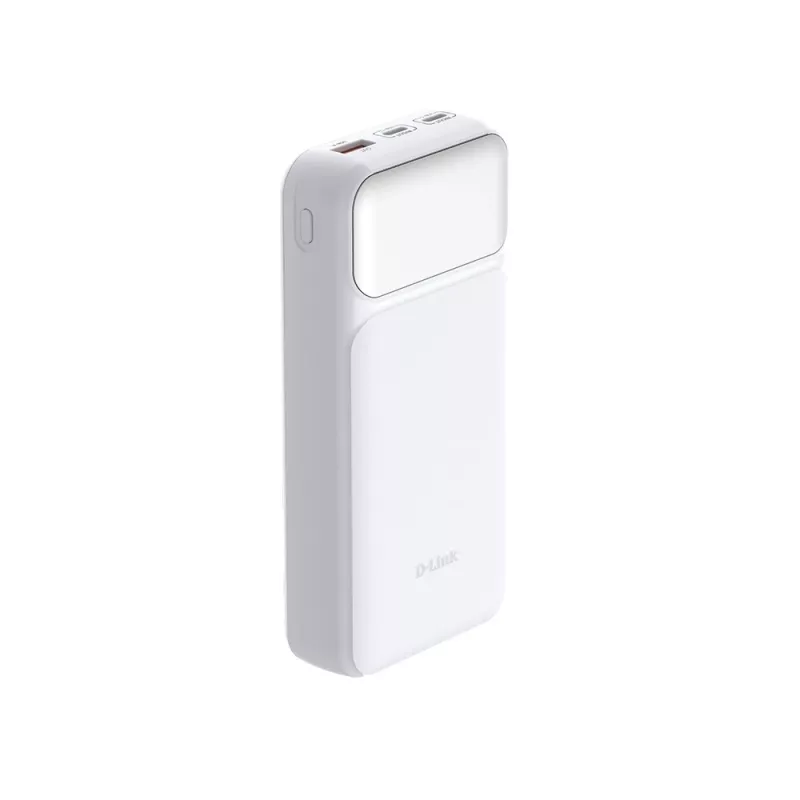Ārējais akumulators D-Link DPP-201 — 20000 mAh, 1× USB-A, 2× USB-C, balts