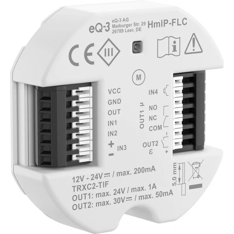 eQ-3 AG Homematic IP HmIP-FLC, tālvadības pults, balta, IP20, -5 - 40 °C, 52 mm, 15 mm