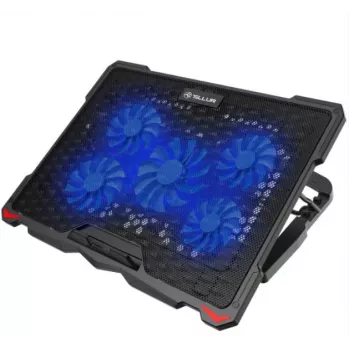 Tellur dzesēšanas paliktnis Basic 17, 5 ventilatori, LED, Melns