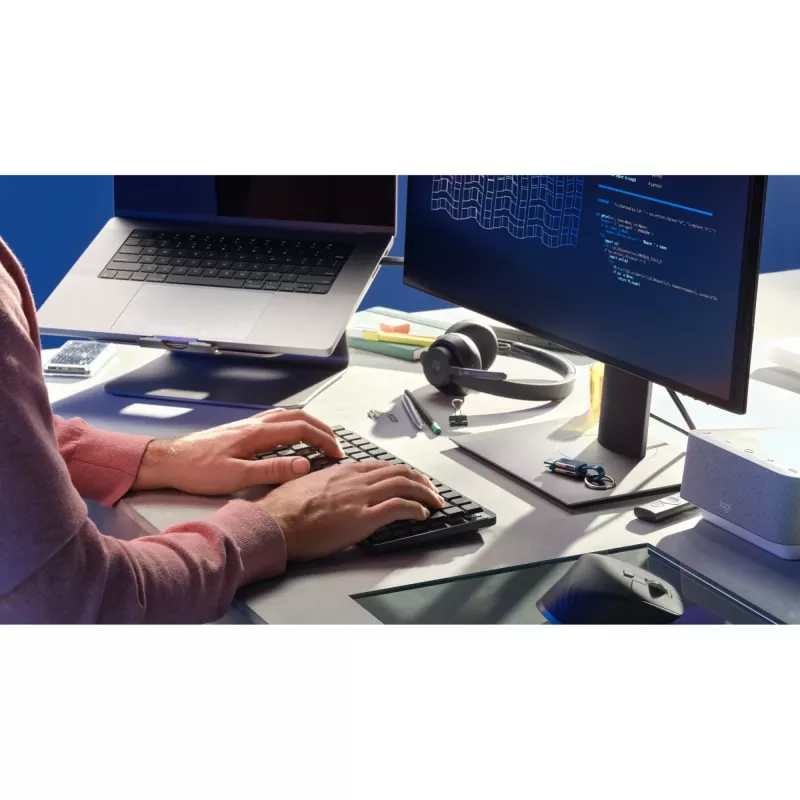 LOGITECH MX Mechanical Mini minimālistiska bezvadu apgaismota tastatūra - GRAPHITE - (US) INTL - 2.4GHZ/BT - N/A - EMEA - KLIKŠĶINOŠA