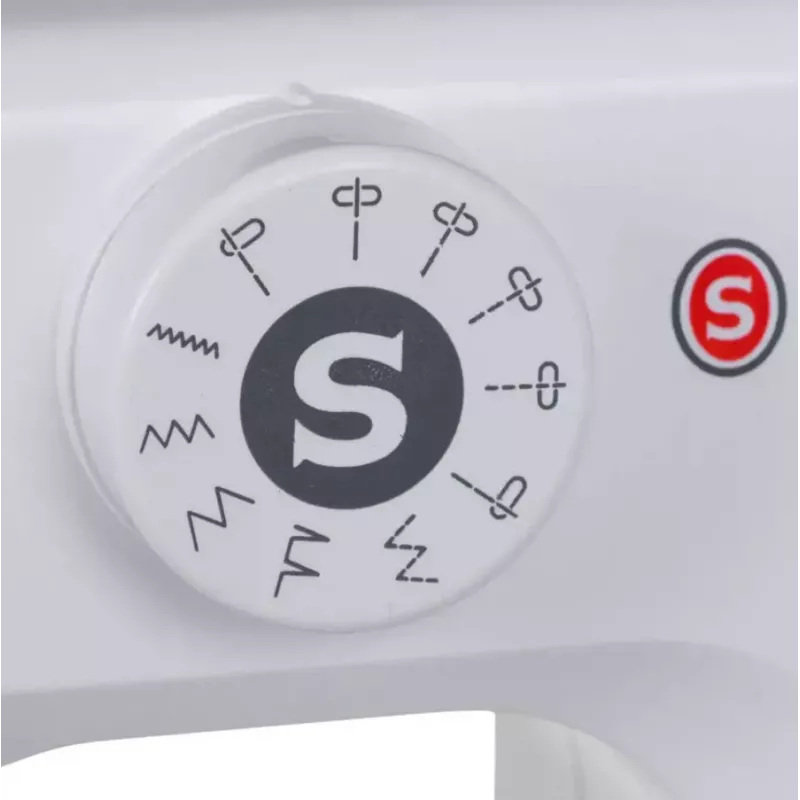 Pusautomātiskā šujmašīna SINGER M1005 — 11 dūrieni, 4 mm dūriena platums, augšējā ielaižamā spolīte, brīvā roka, 2,5 kg