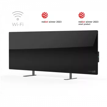 AENO Premium Eco Smart Heater, 700W, Rūdīts stikls, Infrasarkanā+konvekcijas apkures veids, Spraudnis: Eiropa (E/F tips), MELNS