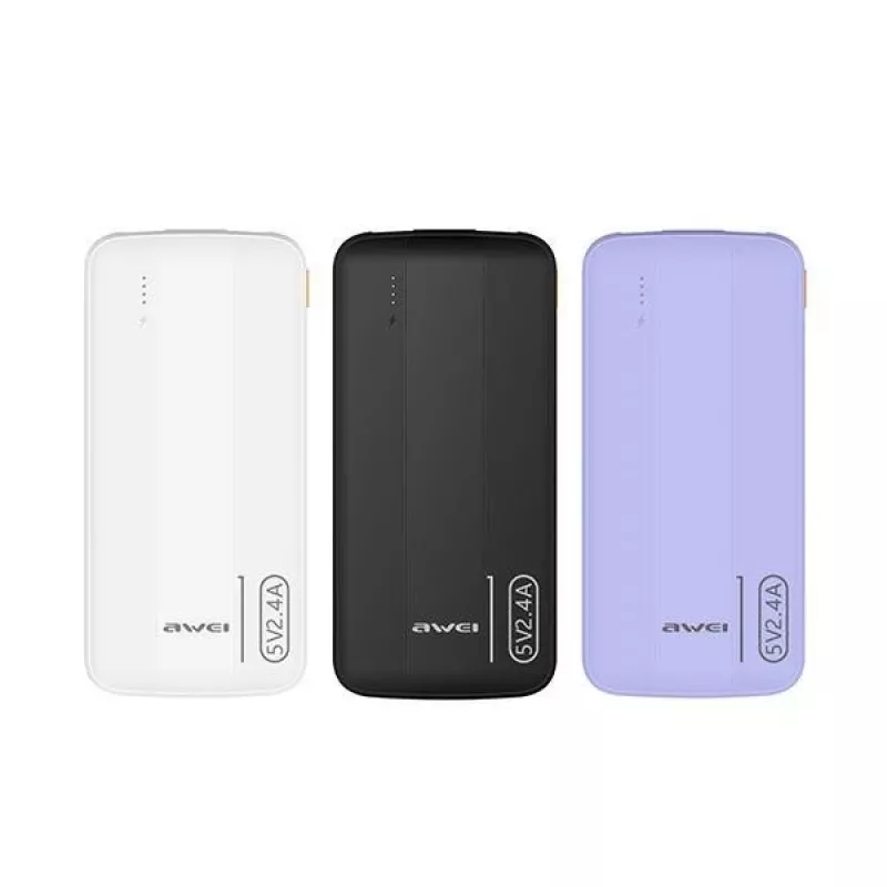 Awei PowerBank P20K 10000mAh Melns/Melns (10000mAh), Powerbank, Melns