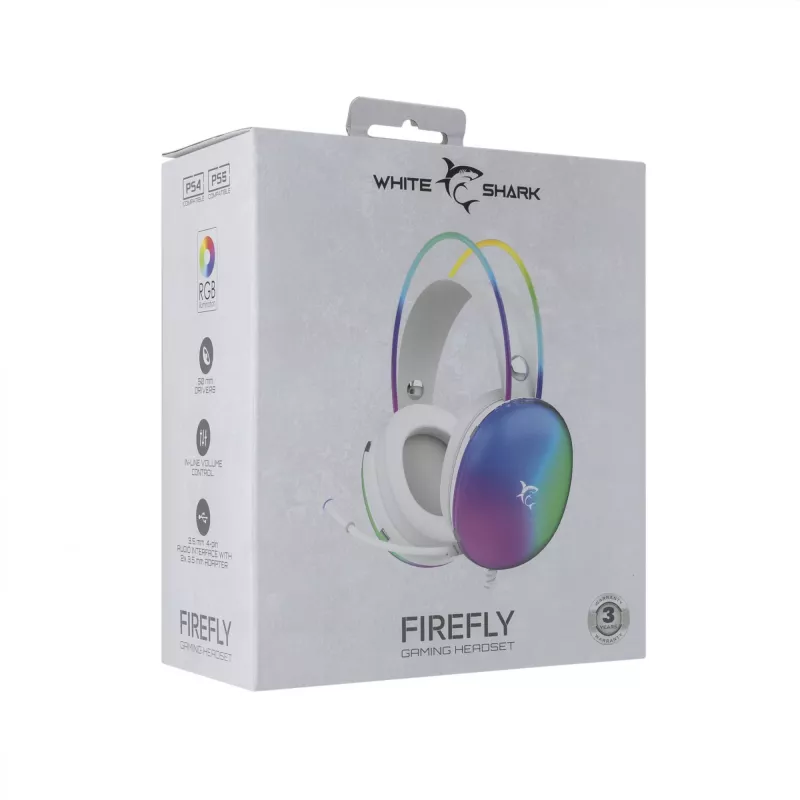 Austiņas White Shark GH-2342 Firefly balta
