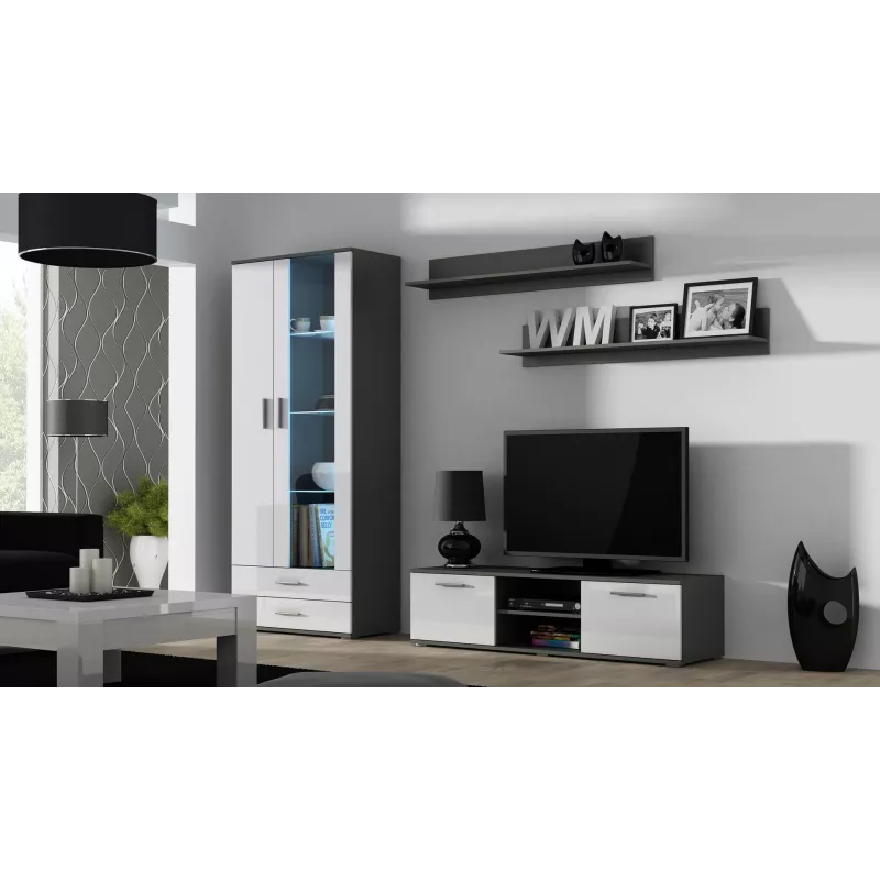 Cama TV statīvs SOHO 140 pelēks/balts glancēts