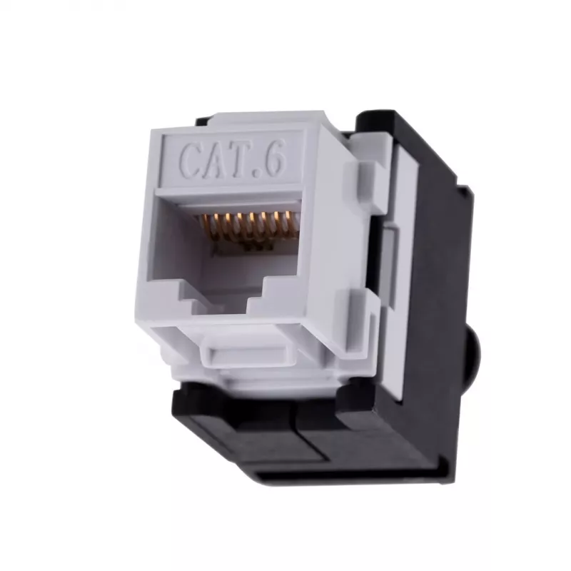 Keystone ligzda A-LAN MKB-U6-1 — RJ45 U/UTP Cat6, 22/26 AWG, melns/balts ABS korpuss