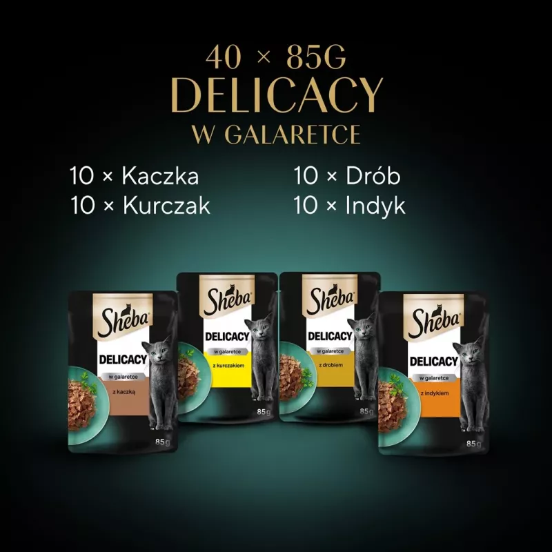 SHEBA Delicacy putnu gaļas garšas želejā - mitrā kaķu barība - 40x85 g