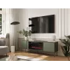 Cama Meble televizora skapis ar kamīnu TRESSE 180x40x54.5 cm — matēti zaļa virsma, kokskaidu plātne