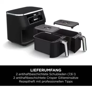 Ninja AF200EU fritieris Double 7.6 L Brīvstāvošs 2400 W Karstā gaisa fritieris Melns