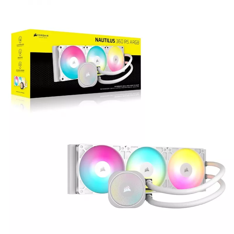 Viss vienā šķidruma dzesētājs Corsair NAUTILUS 360 RS ARGB 1700 RPM Balts