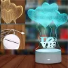 Nakts lampa Extralink HOME 3D optiskā ilūzija Četras sirdis USB galda lampa
