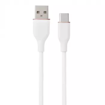 Silikona kabelis USB Type-A - Type-C (balts, 3m)