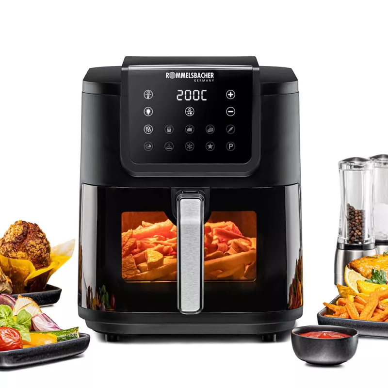 Rommelsbacher FRH 1700 Single 8 L karstā gaisa fritieris 1700 W ar 10 programmām un LED displeju