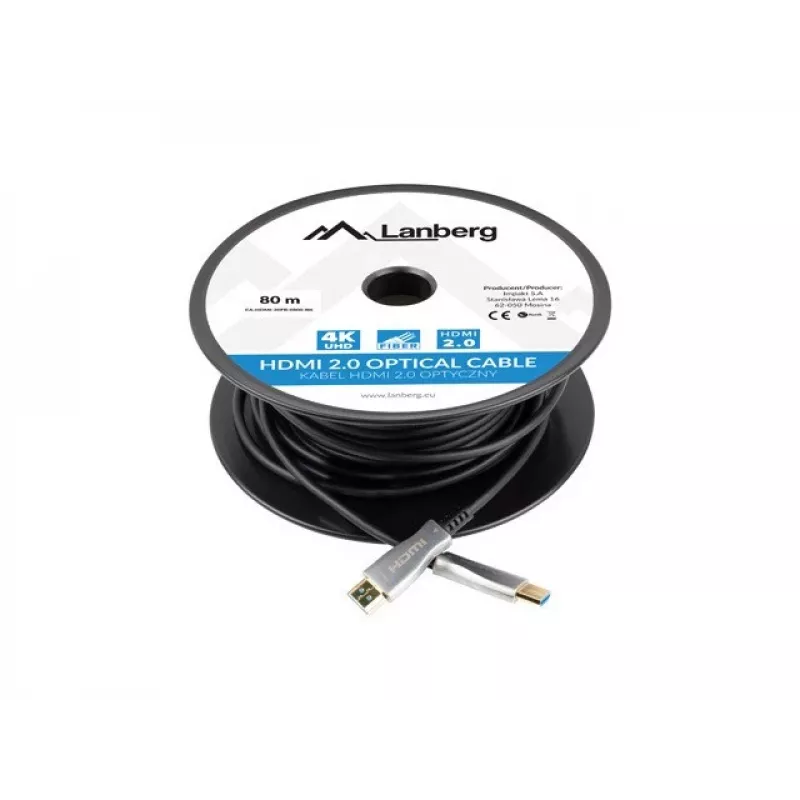 HDMI kabelis Lanberg CA-HDMI-20FB-0800-BK 80m Type A vīrietis-vīrietis