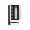 Skapis top e shop MALWA SS-90, 90×180×50 cm, antracīta rāmis, baltas veramas durvis, 2 atvilktnes, lamināts 16 mm