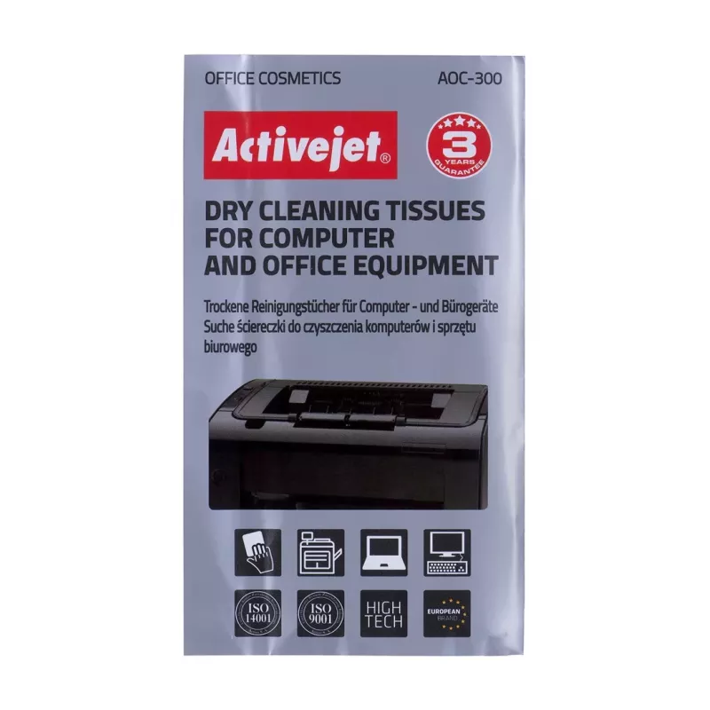 Equipment cleansing dry cloths ActiveJet AOC-300 — balta, universal, 24 pcs