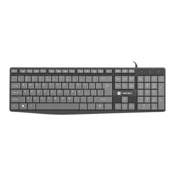 Vadu pilna izmēra tastatūra NATEC NKL-1507 USB QWERTY US International pelēka/melna, 105 taustiņi, cipartastatūra