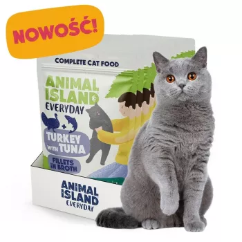 ANIMAL ISLAND tītara ar tunci kaķu barības paciņas 12x85g