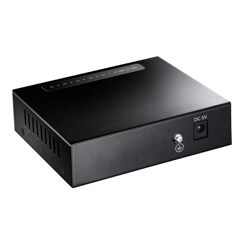 Tīkla slēdzis Cudy GS105 — 5 portu Gigabit Ethernet (10/100/1000), melns, 5 V DC barošana iekļauta