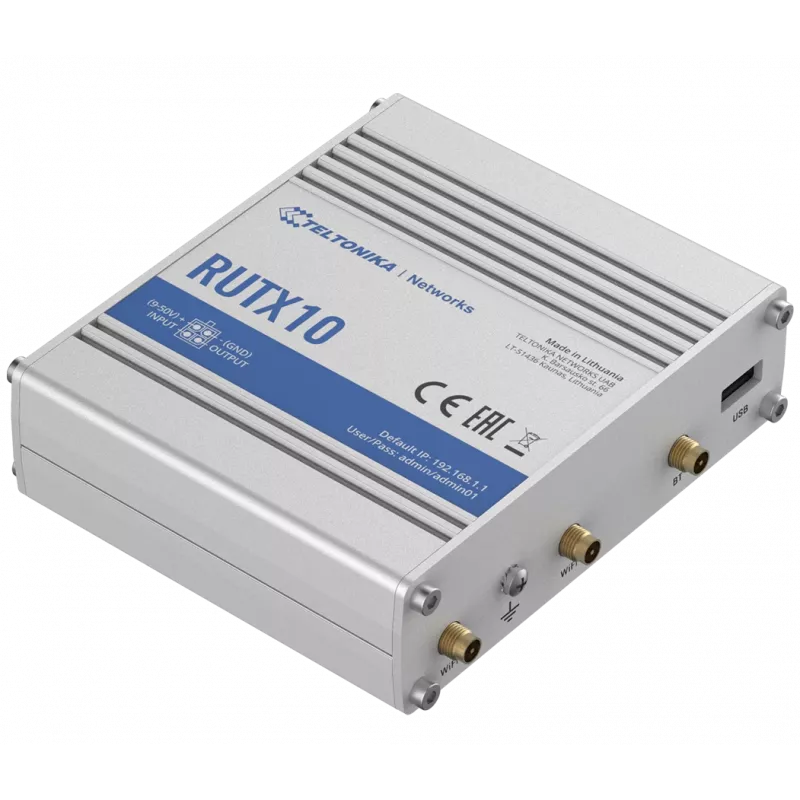 Teltonika RUTX10 bezvadu maršrutētājs Gigabit Ethernet Divjoslu (2.4 GHz / 5 GHz) Balts