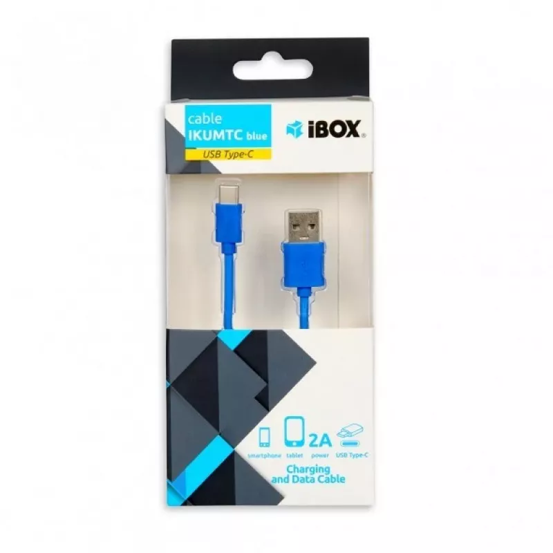 IBOX USB A uz USB C kabelis IKUMTCB — 1 m, USB 2.0, zils