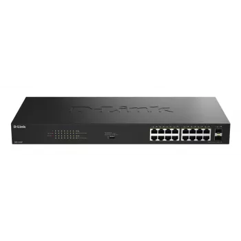 D-Link 18-portu gigabitu nevadāms PoE slēdzis DGS-1018P/E — 16 x gigabitu RJ-45, PoE (IEEE 802.3af/at), 36 Gbit/s komutācijas jauda