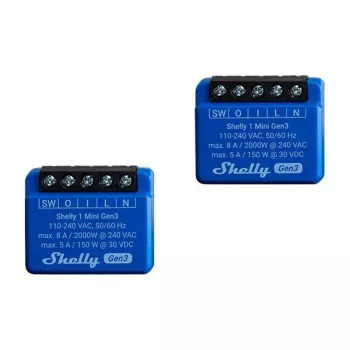 Shelly 1 Mini Gen3 viedais slēdzis, 1P, bezvadu, 110-240 V