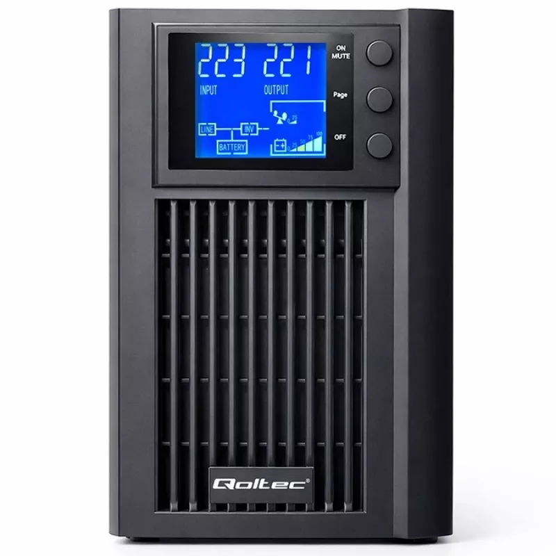UPS QOLTEC Pure Sine Wave 1kVA 800W ar AVR un LCD displeju